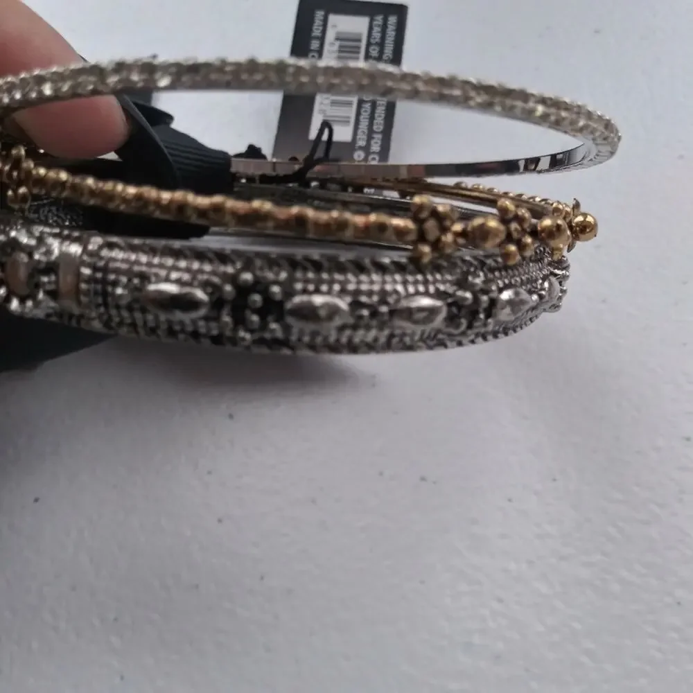 JJI J Jewels 3 bangle Bracelets Set Mixed Metal